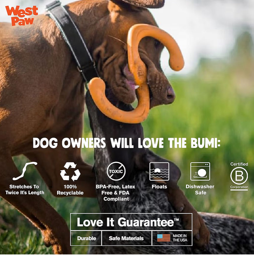 WEST PAW BUMI Stretching 8” Great for Fetch, or Tug for 2 Dogs 🐾 Size Large!! Safe for Puppies!!