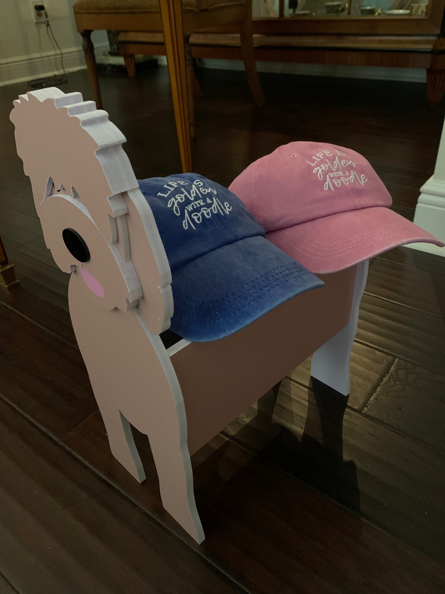 Embroidered LIFE IS GOLDEN WITH A DOODLE - Black, Blue or Pink Adjustable Hat - Adorable!