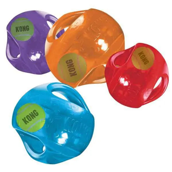 KONG JUMBLER - BALL IN A BALL, SQUEAKS LOUD, HAS A HANDLE!!