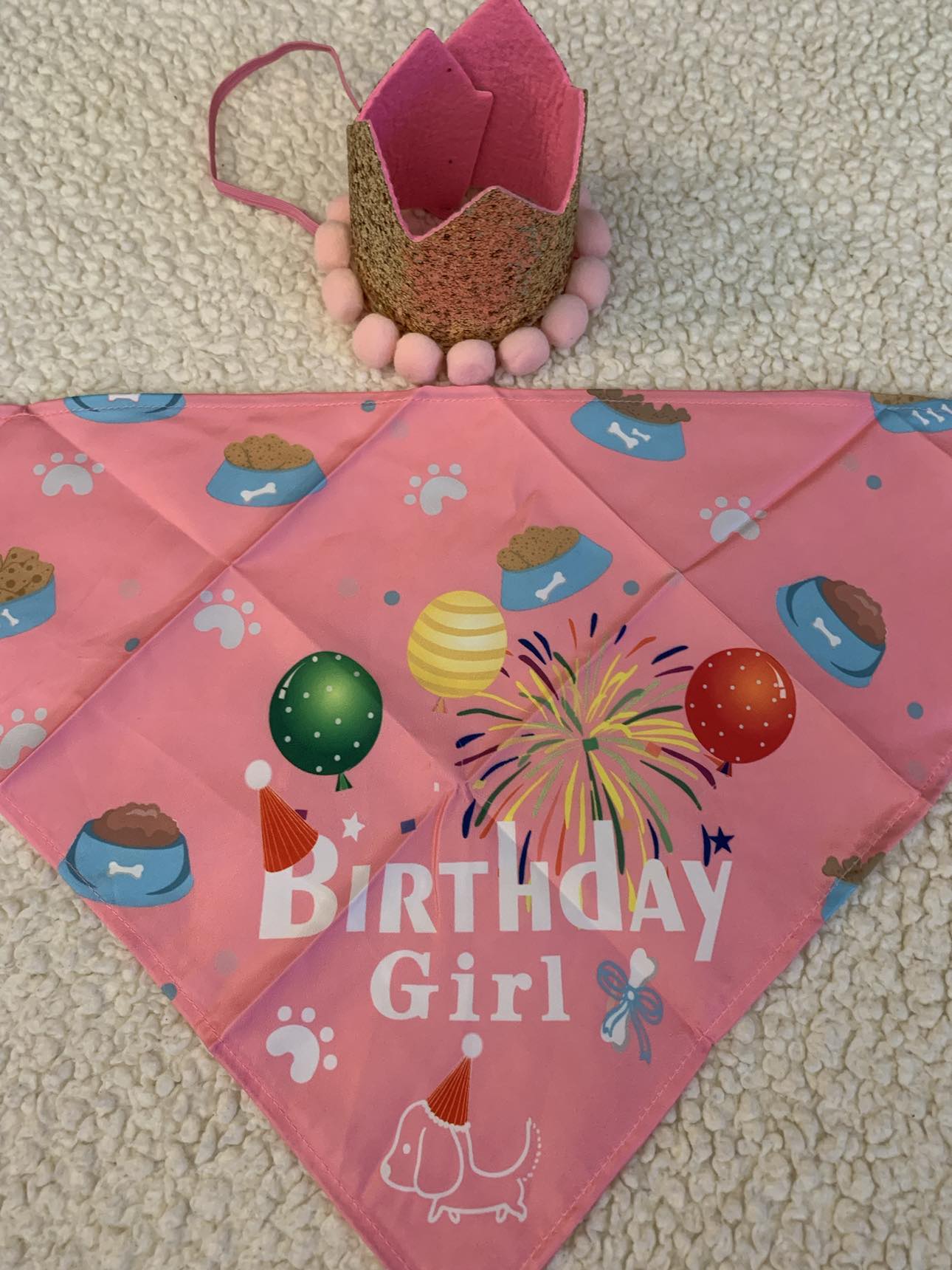 Happy Birthday Party Set - GIRL - Bandanna & Princess Hat