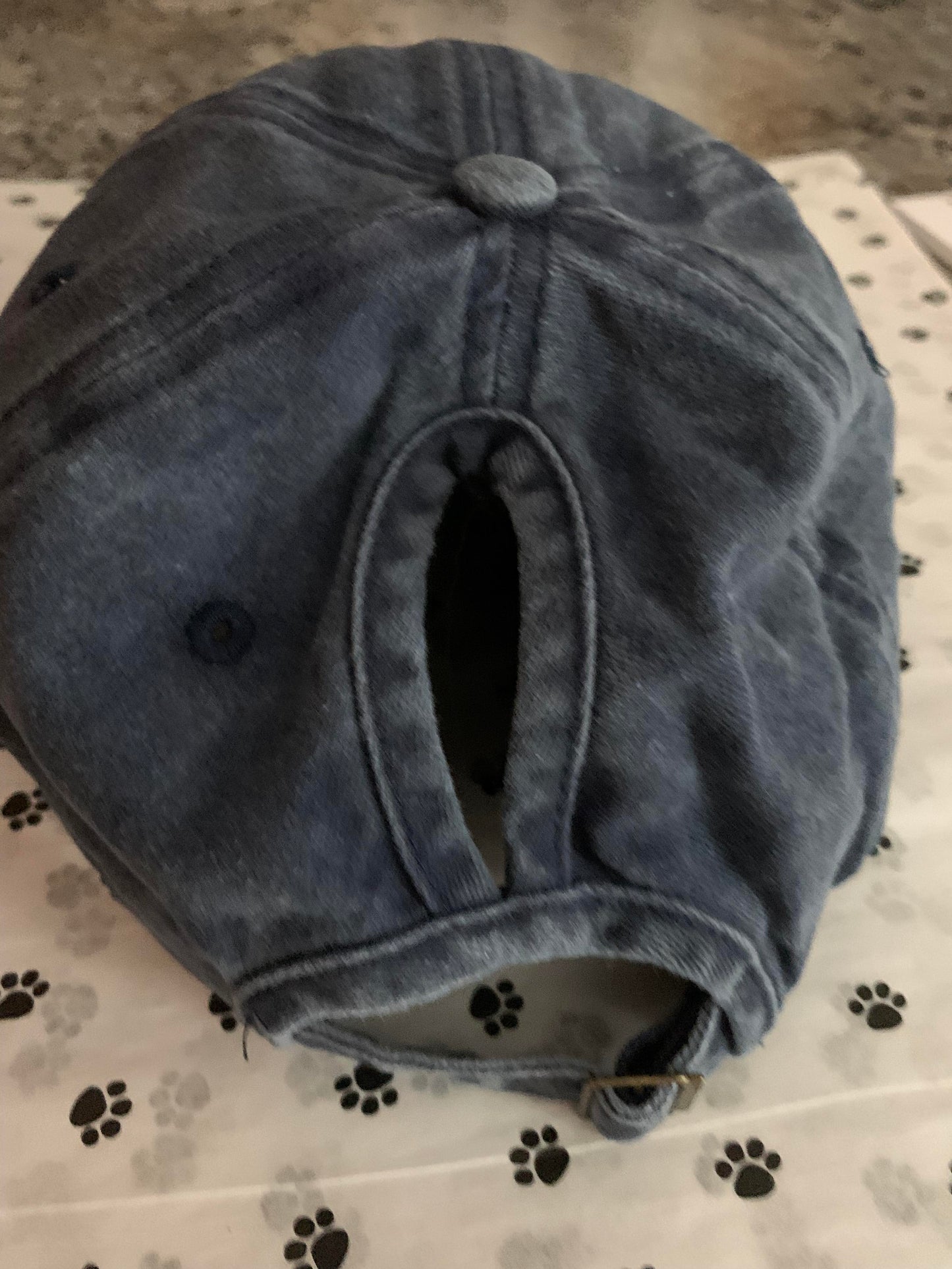 Embroidered DOG MOM Hat w/Paw Print - Ponytail Opening!