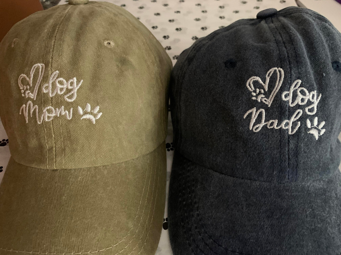 Embroidered Dog Mom / Dog Dad Baseball Cap - Adjustable