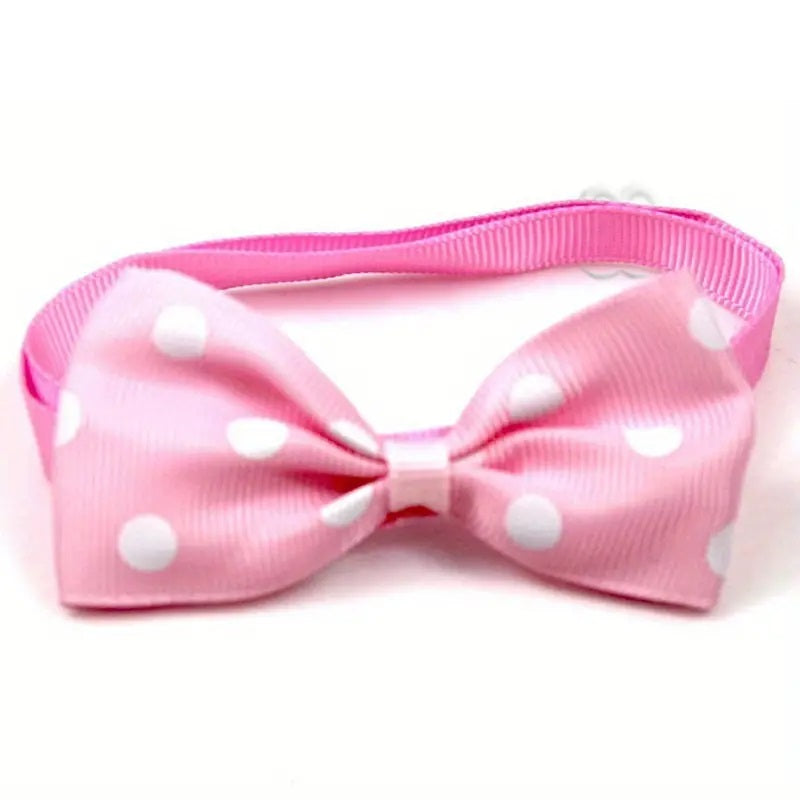 Dog / Puppy Bow Tie w/White Polka Dots - Adjustable Collar for Small to Medium Dogs
