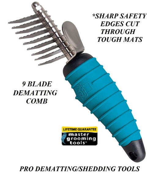 Dematting Matbreaker Comb / Rake - 9 Razor Sharp Safety Blades - Must have for Doodles! - CHOMP DOG BOUTIQUE