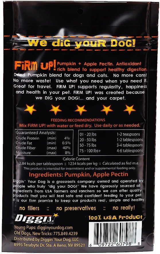 FIRM UP! - Pumpkin! A must have to get your dogs poop back to normal! All Natural! - CHOMP DOG BOUTIQUE