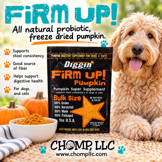 FIRM UP! - Pumpkin! A must have to get your dogs and cats poop back to normal! All Natural Probiotic, great for skin too!