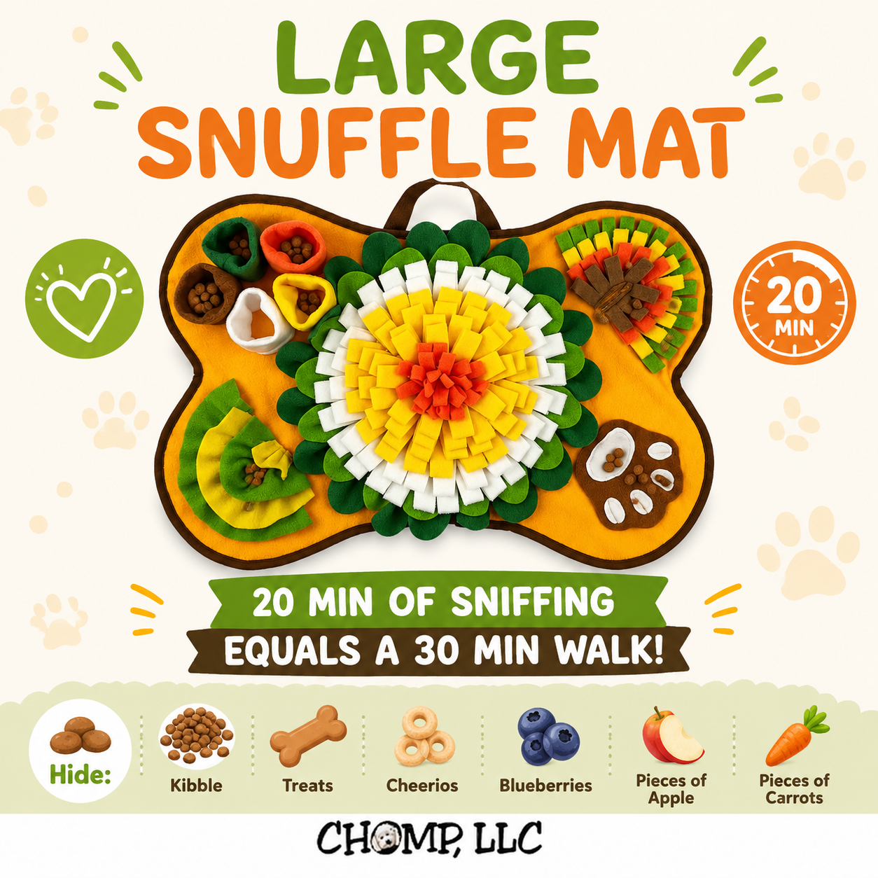 LARGE SNUFFLE MAT - Keeps Puppies and Dogs BUSY! 20 min equals a 30 min walk!