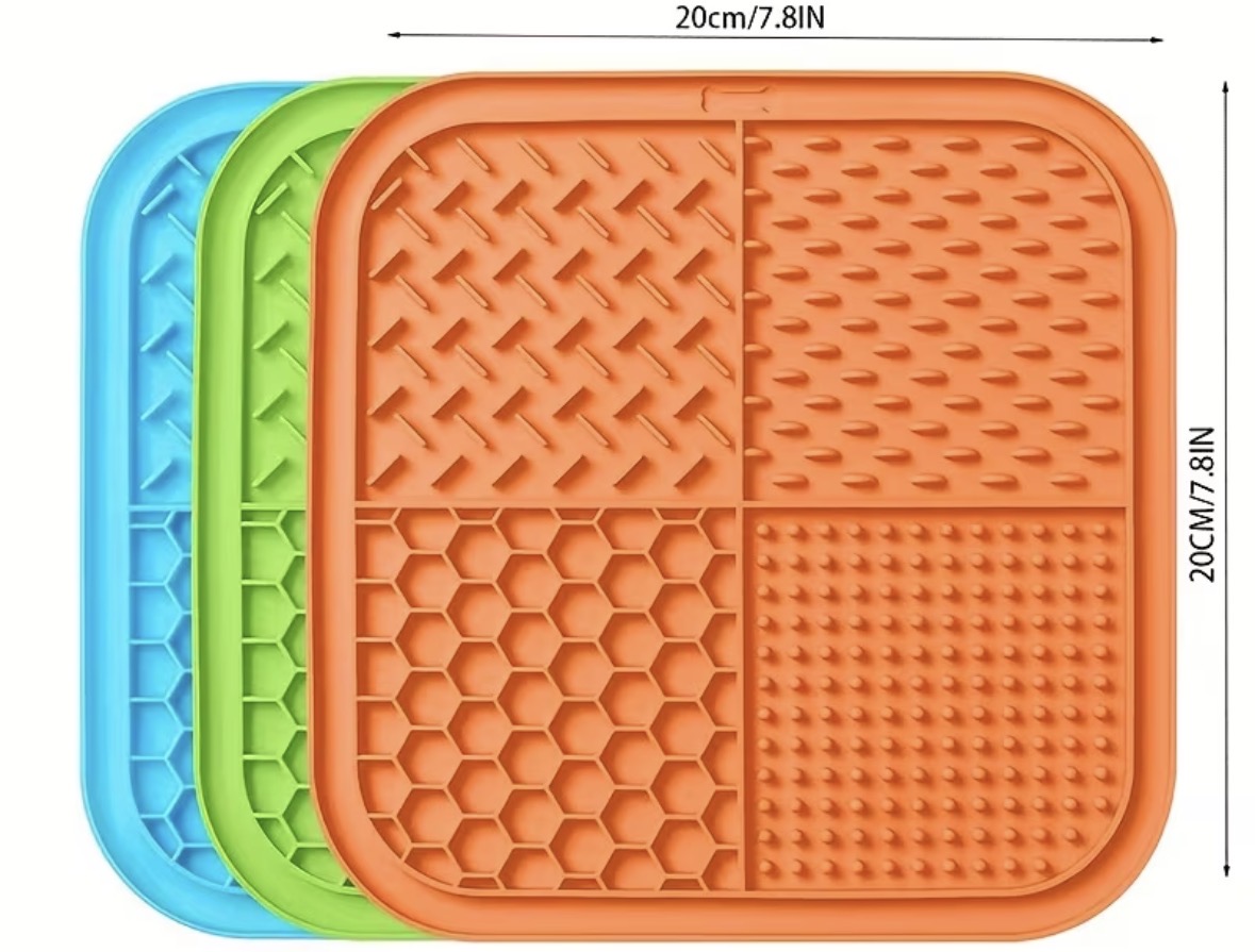 LICK MATS - BUNDLE OF 3 MATS, SPREADER, AND BRUSH!! Dishwasher Safe, Slow Feeder