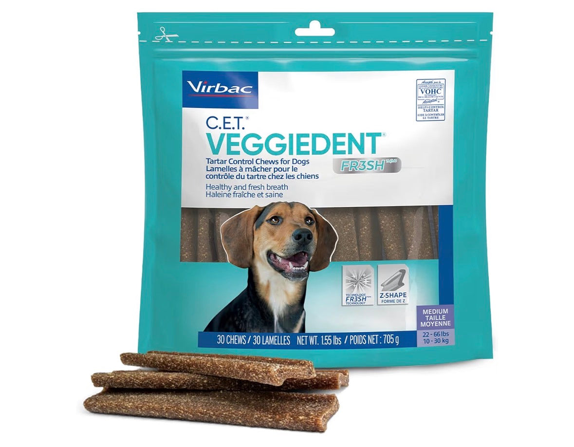 C.E.T. VEGGIEDENT Dental Chews for Dogs!! Vet Approved!! 30CT BAG