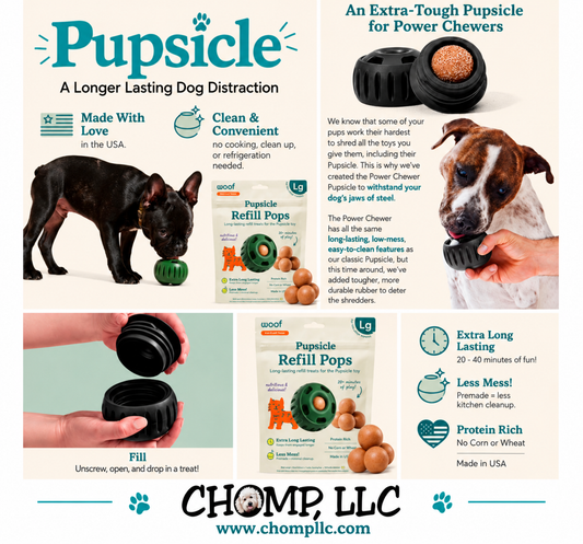 WOOF Power Chewer Pupsicle - Durable, Long-Lasting Dog Chew Toys for Aggressive Chewers - Keep Your Pup Busy - Easy to Clean - Toys for Medium and Large Dogs 20-80 LBS