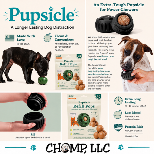 WOOF Power Chewer Pupsicle - Durable, Long-Lasting Dog Chew Toys for Aggressive Chewers - Keep Your Pup Busy - Easy to Clean - Toys for Medium and Large Dogs 20-80 LBS