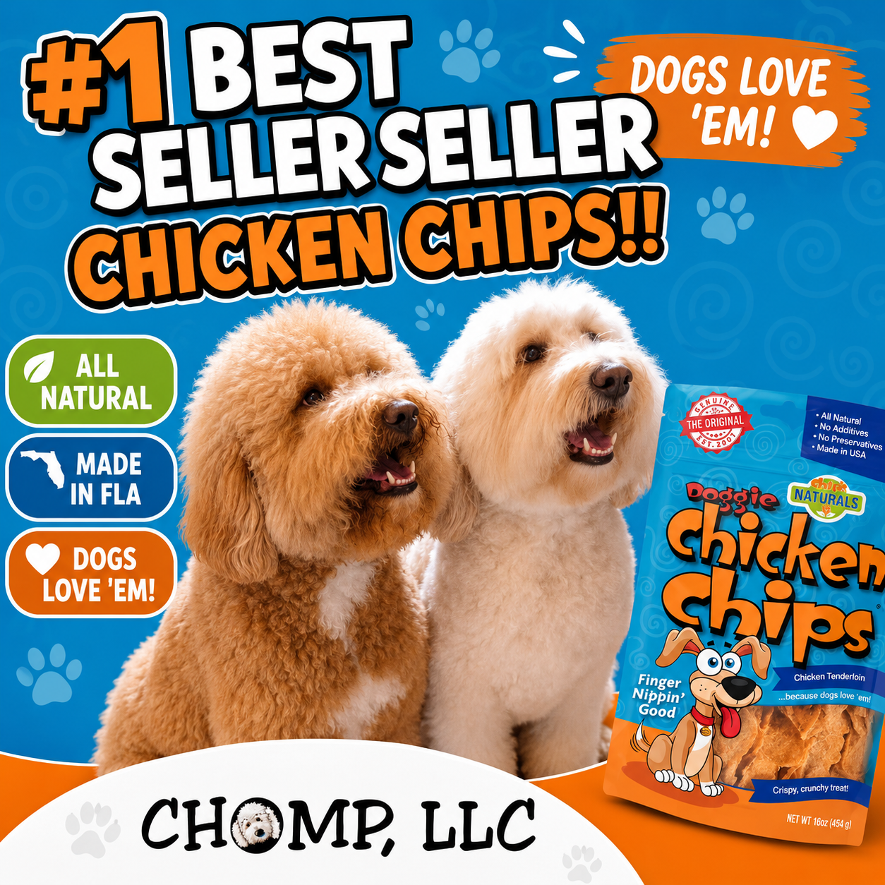 CHIPS NATURALS - CHICKEN CHIPS! Made in USA, All Natural! Dog’s Favorite Treats, Puppy Training Treats! Doggie Crack!!