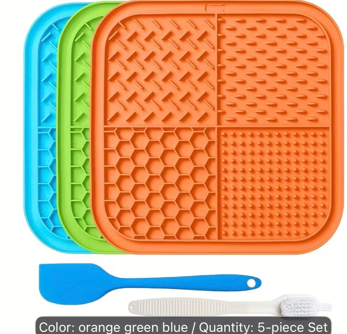 LICK MATS - BUNDLE OF 3 MATS, SPREADER, AND BRUSH!! Dishwasher Safe, Slow Feeder