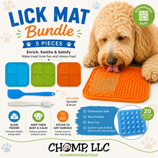 LICK MATS - BUNDLE OF 3 MATS, SPREADER, AND BRUSH!! Dishwasher Safe, Slow Feeder