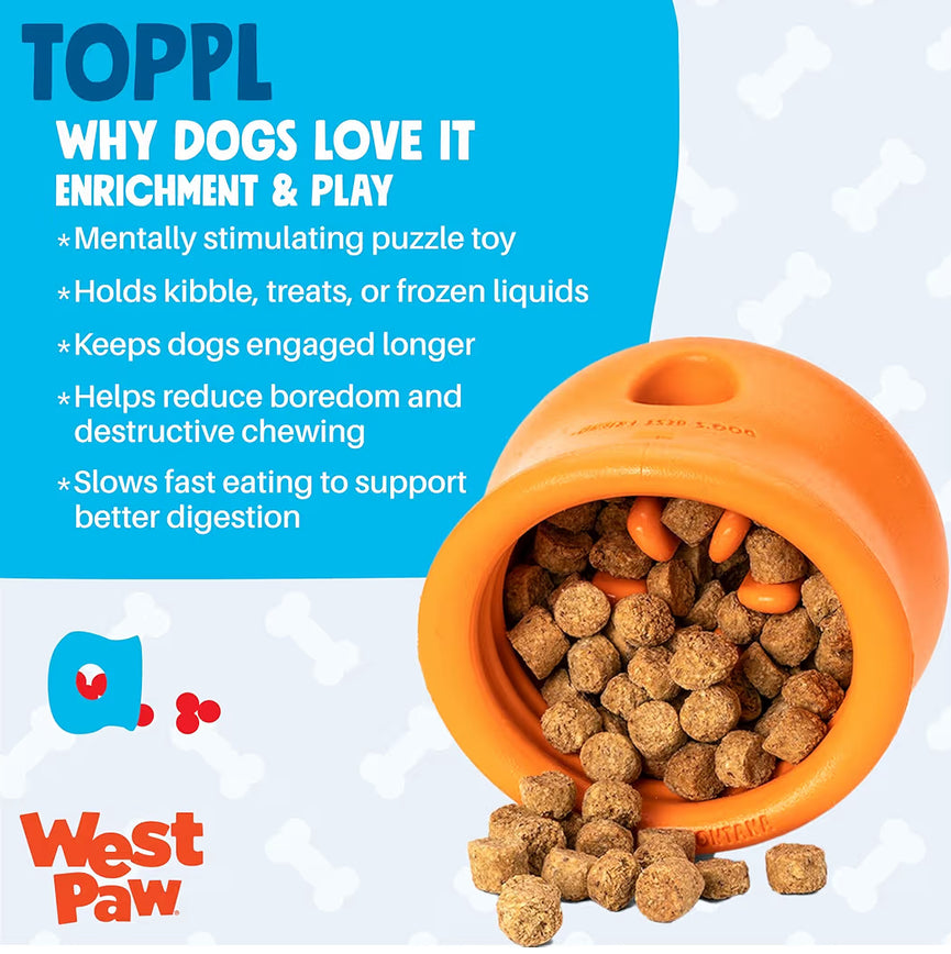 WEST PAW TOPPL!! Size Large, Great for Slow Feeding or Stuff N’ Freeze for a Busy Toy!!