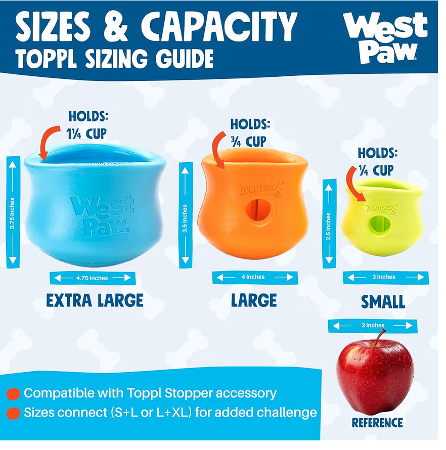 WEST PAW TOPPL!! Size Large, Great for Slow Feeding or Stuff N’ Freeze for a Busy Toy!!
