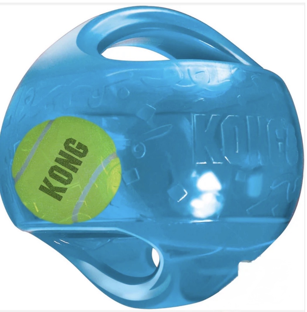 KONG JUMBLER - BALL IN A BALL, SQUEAKS LOUD, HAS A HANDLE!!
