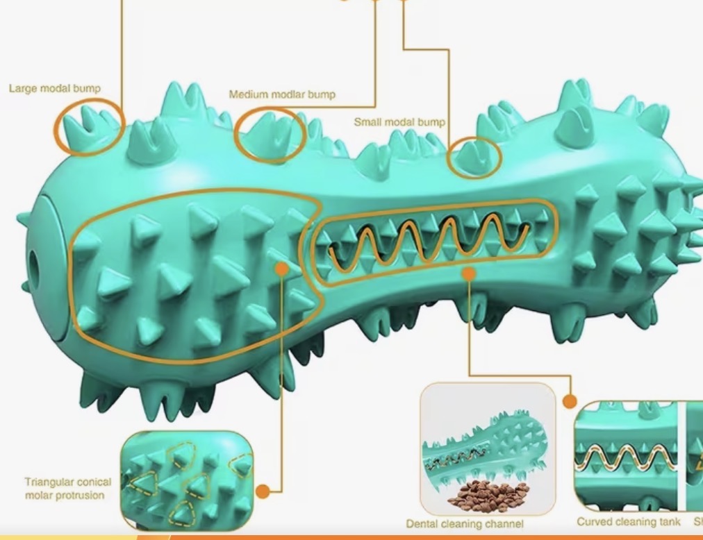GRIPPY BONE!! RUBBER BONE WITH GRIPPERS Holds Toothpaste, Creamy Peanut Butter, Yogurt, or Kibble!!