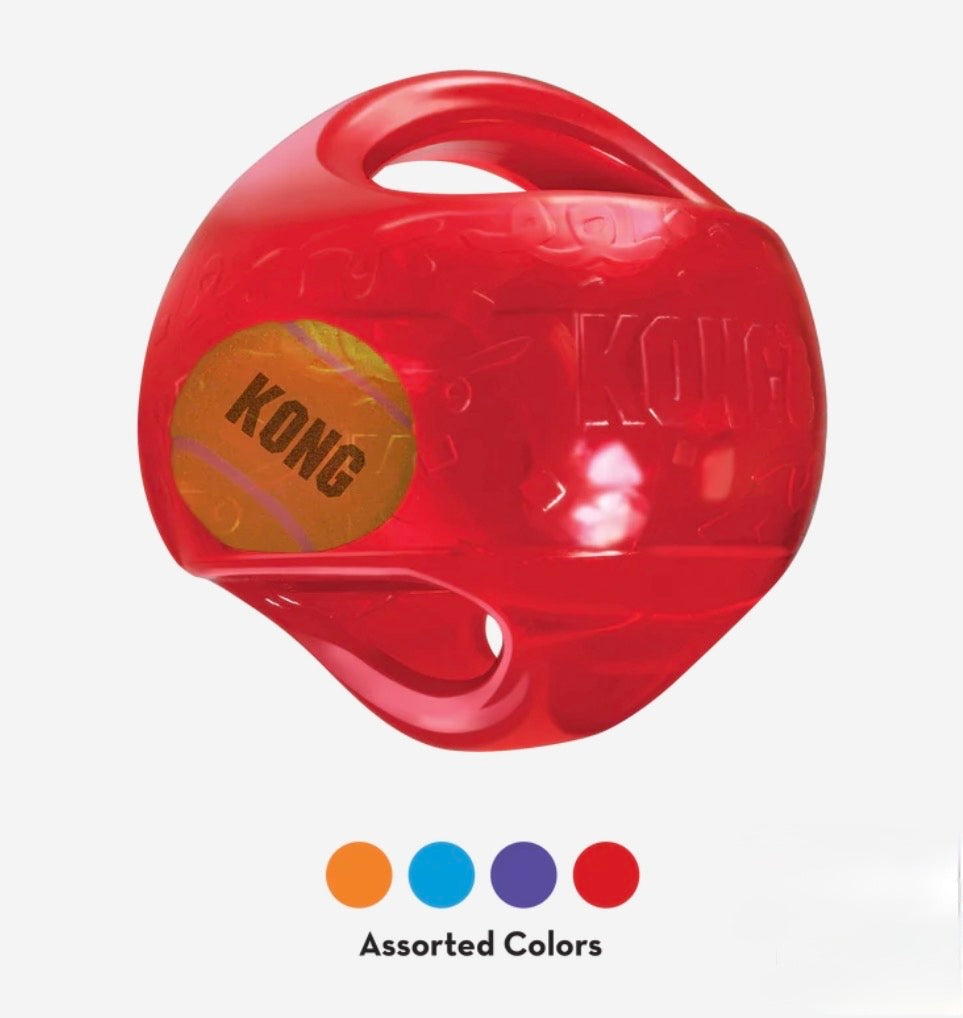 KONG JUMBLER - BALL IN A BALL, SQUEAKS LOUD, HAS A HANDLE!!