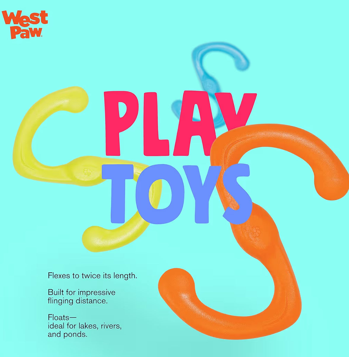 WEST PAW BUMI!! Stretching 8” Great for Fetch or Tug for 2 Dogs 🐾 Size Large!!