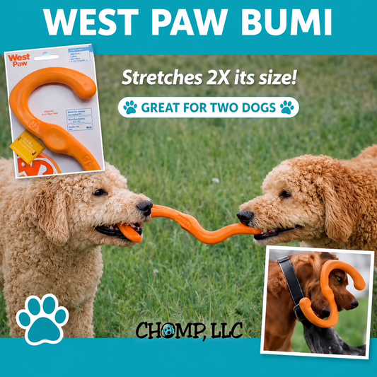 WEST PAW BUMI Stretching 8” Great for Fetch, or Tug for 2 Dogs 🐾 Size Large!! Safe for Puppies!!