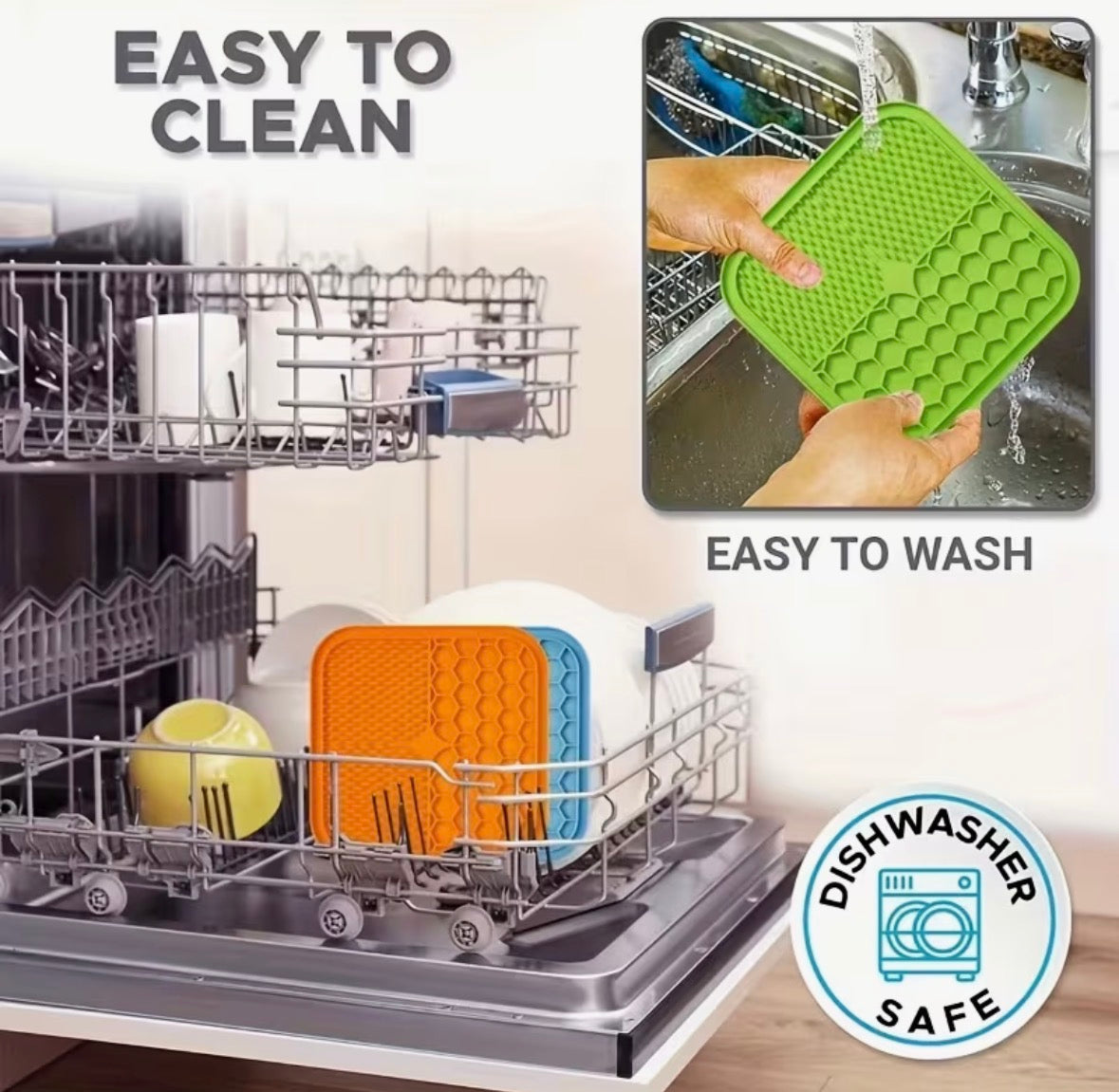 LICK MATS - BUNDLE OF 3 MATS, SPREADER, AND BRUSH!! Dishwasher Safe, Slow Feeder