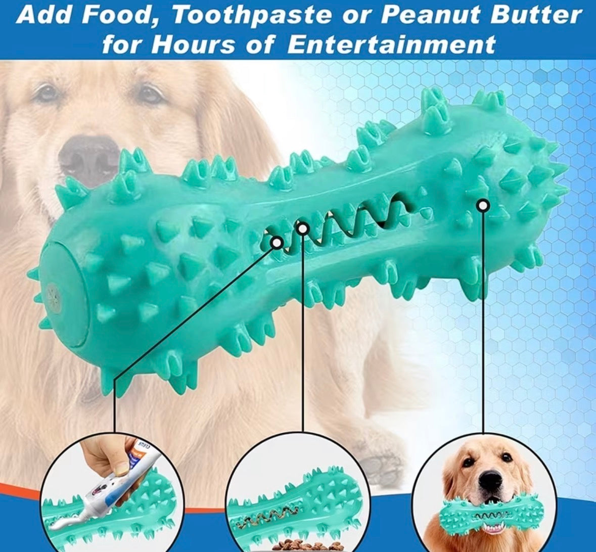 GRIPPY BONE!! RUBBER BONE WITH GRIPPERS Holds Toothpaste, Creamy Peanut Butter, Yogurt, or Kibble!!