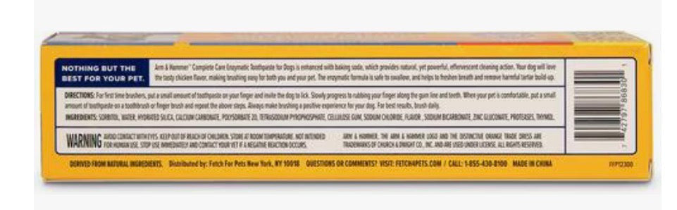 ARM & HAMMER Complete Care Dog Toothpaste!! Recommended by Moss Creek’s Groomer!!