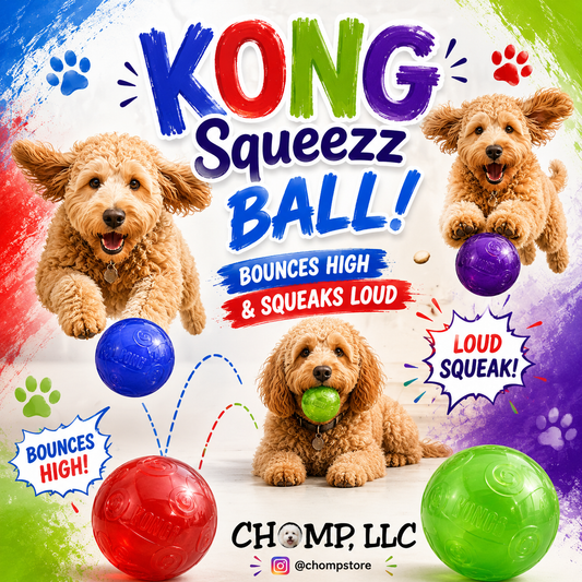 KONG SQUEEZZ BALL - Large - Rubber - Squeaks and Bounces!!