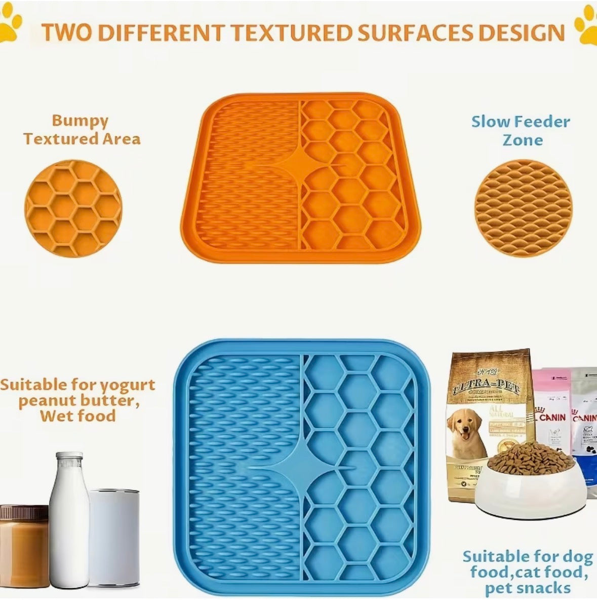LICK MATS - BUNDLE OF 3 MATS, SPREADER, AND BRUSH!! Dishwasher Safe, Slow Feeder