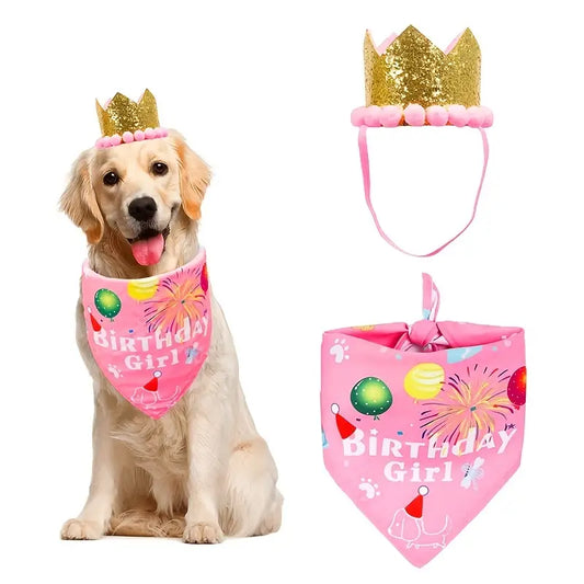 Happy Birthday Party Set - GIRL - Bandanna & Princess Hat