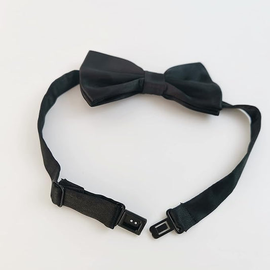 Dog Bow Tie Black Satin - Adjustable Collar for Medium and Large Dogs
