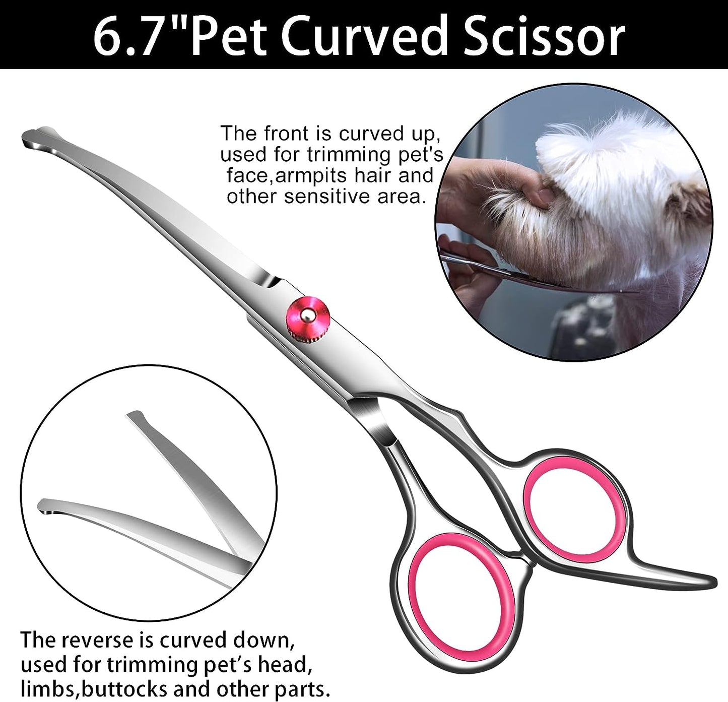 Professional Stainless Steel 4 Piece Grooming Set for Dogs & Cats - Safety Rounded Tips!